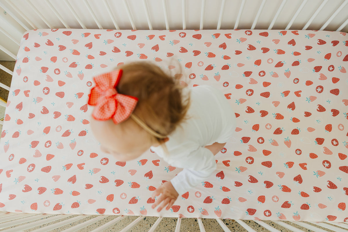 Premium Knit Fitted Crib Sheet - Strawberry