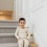 2pc Rib Knit Long Sleeve Pajama Set - Moonstone