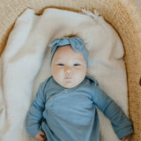 Rib Knit Headband Bow - Atlantic