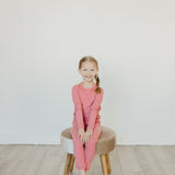 2pc Rib Knit Long Sleeve Pajama Set - Rosewood