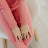 2pc Rib Knit Long Sleeve Pajama Set - Rosewood