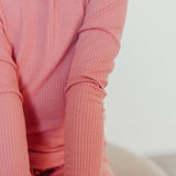 2pc Rib Knit Long Sleeve Pajama Set - Rosewood