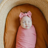 Rib Knit Swaddle Blanket - Rosewood