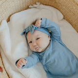 Rib Knit Headband Bow - Atlantic