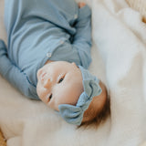 Rib Knit Headband Bow - Atlantic