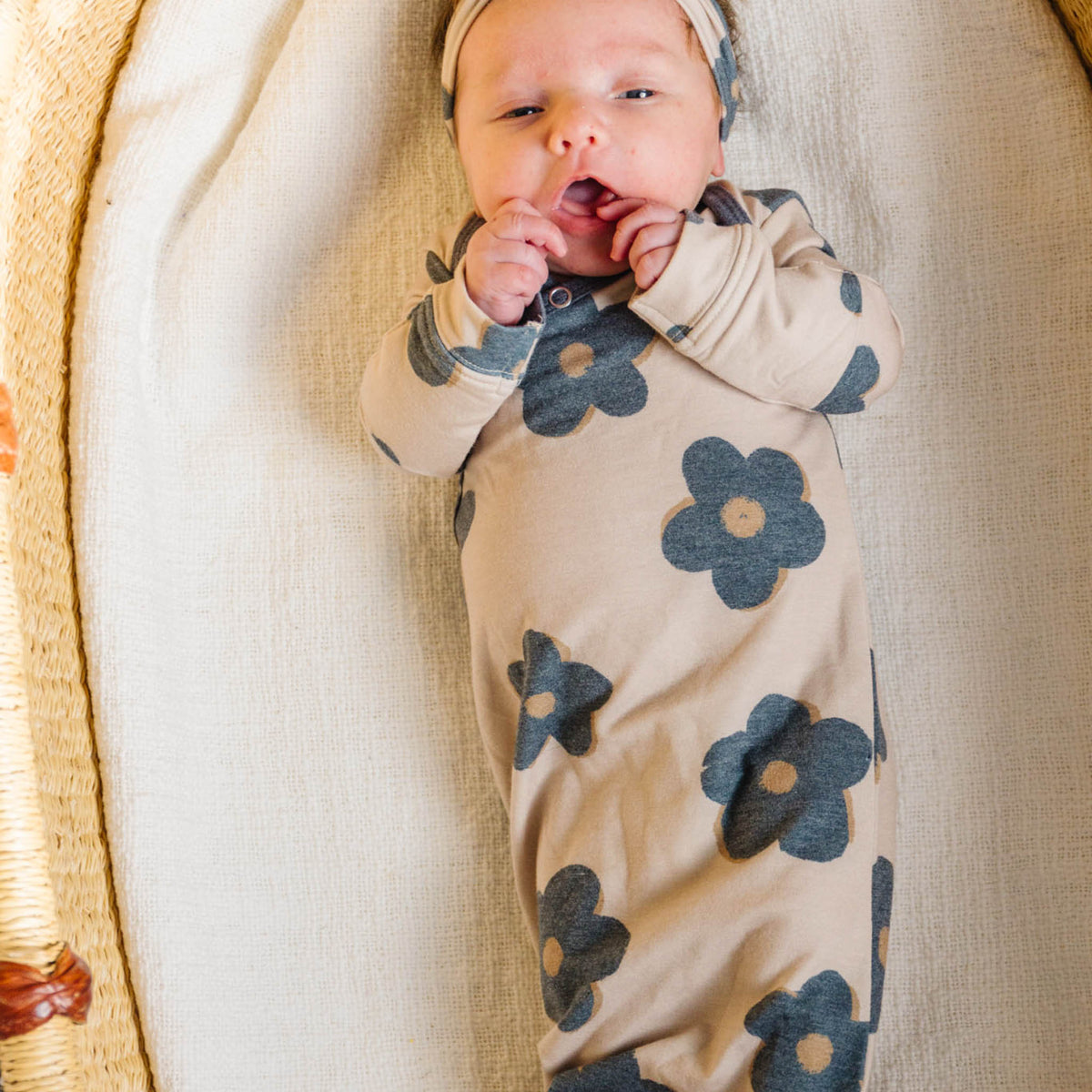 Newborn Knotted Gown - Gemma In Tan