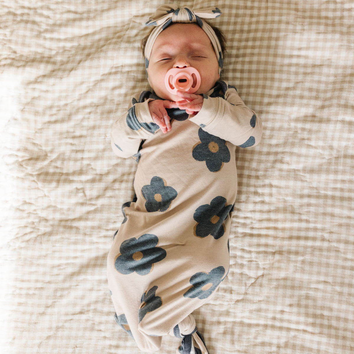 Newborn Knotted Gown - Gemma In Tan