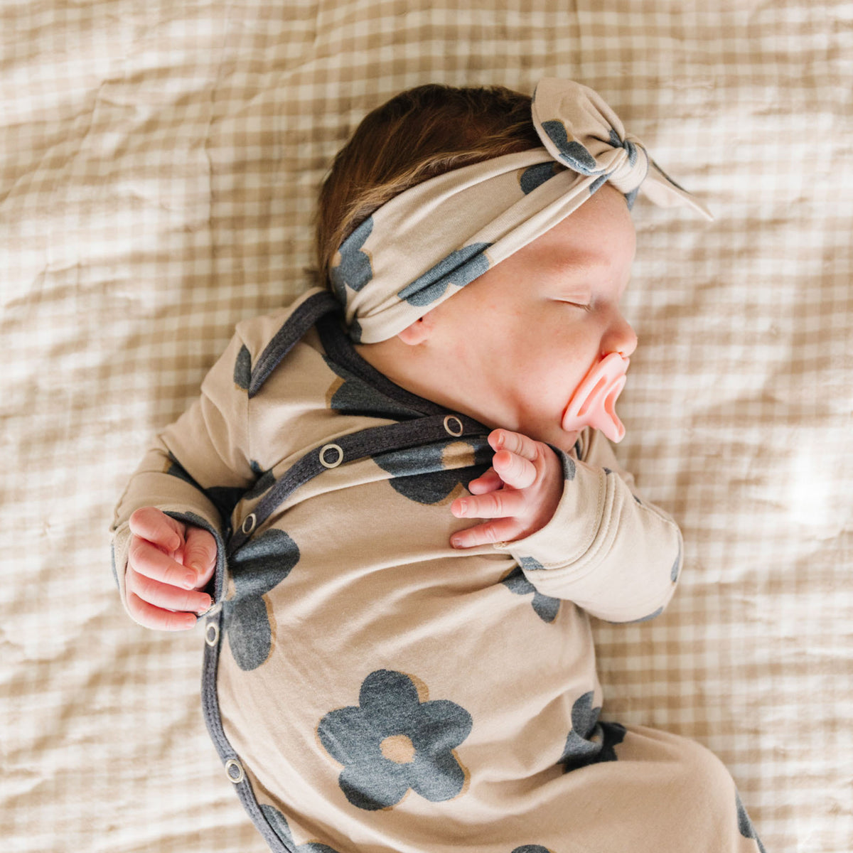 Newborn Knotted Gown - Gemma In Tan