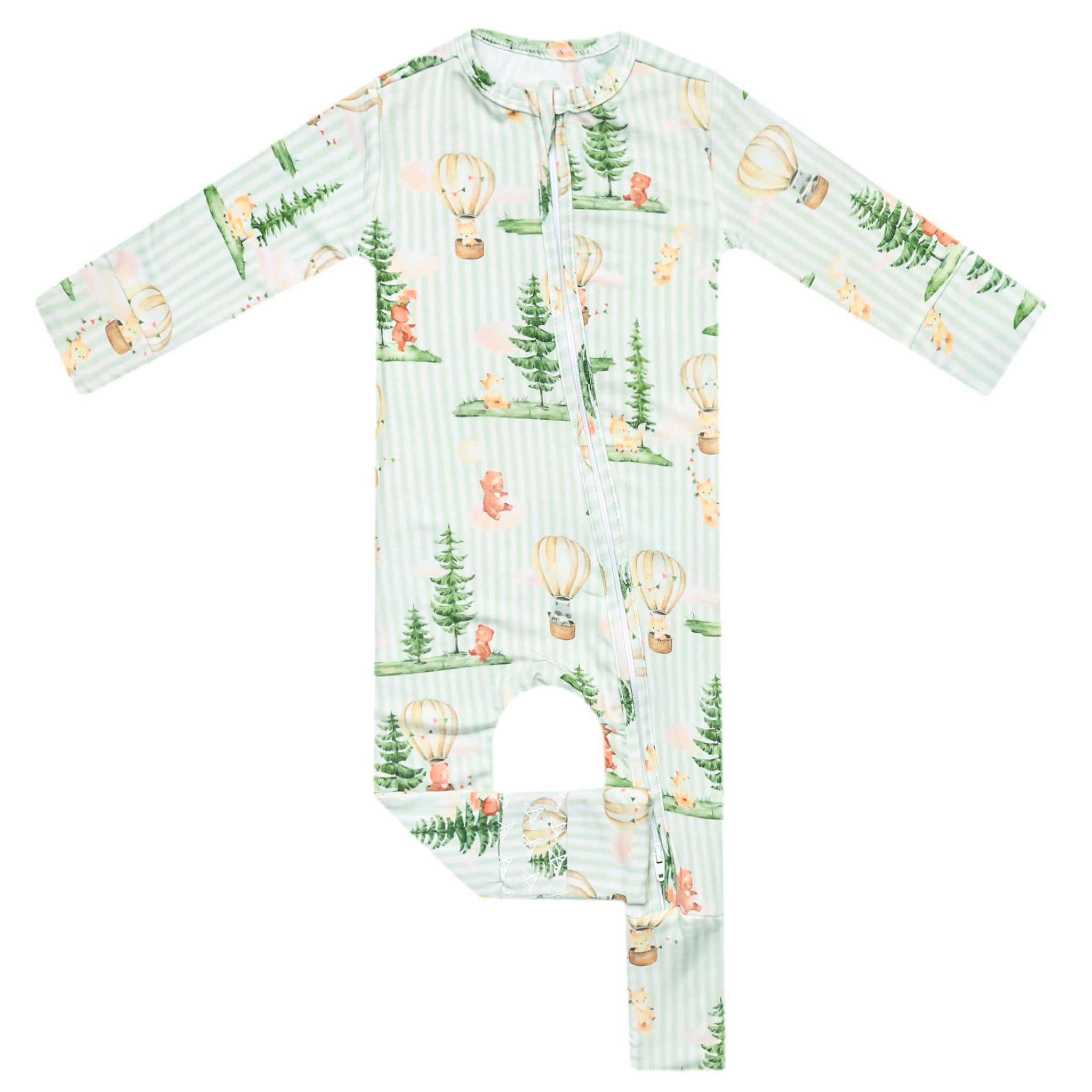 Bamboo Convertible Zip-Up Footie - Forest Explorer – Copper Pearl