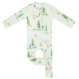 Bamboo Convertible Zip-Up Footie - Forest Explorer