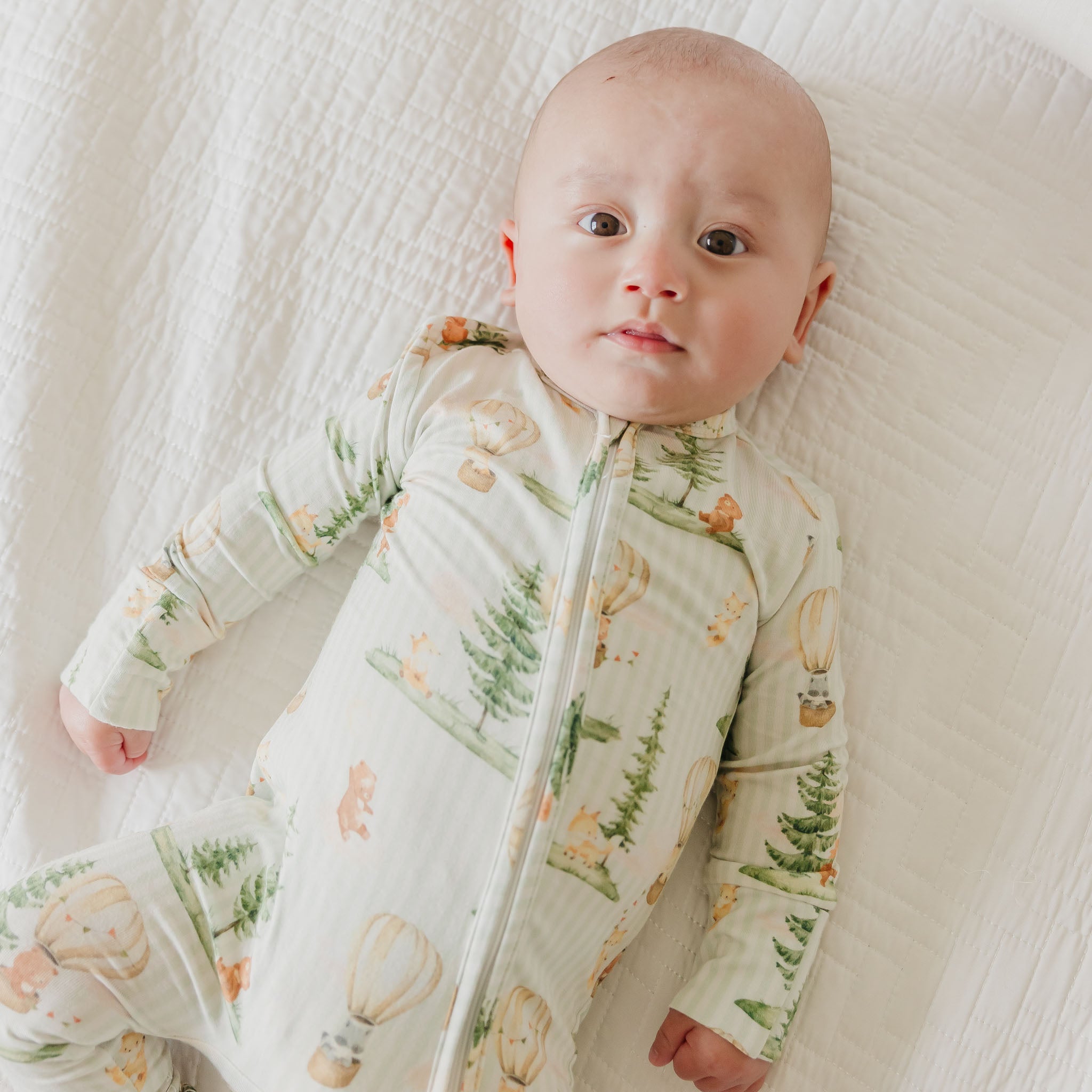 Bamboo Convertible Zip-Up Footie - Forest Explorer – Copper Pearl