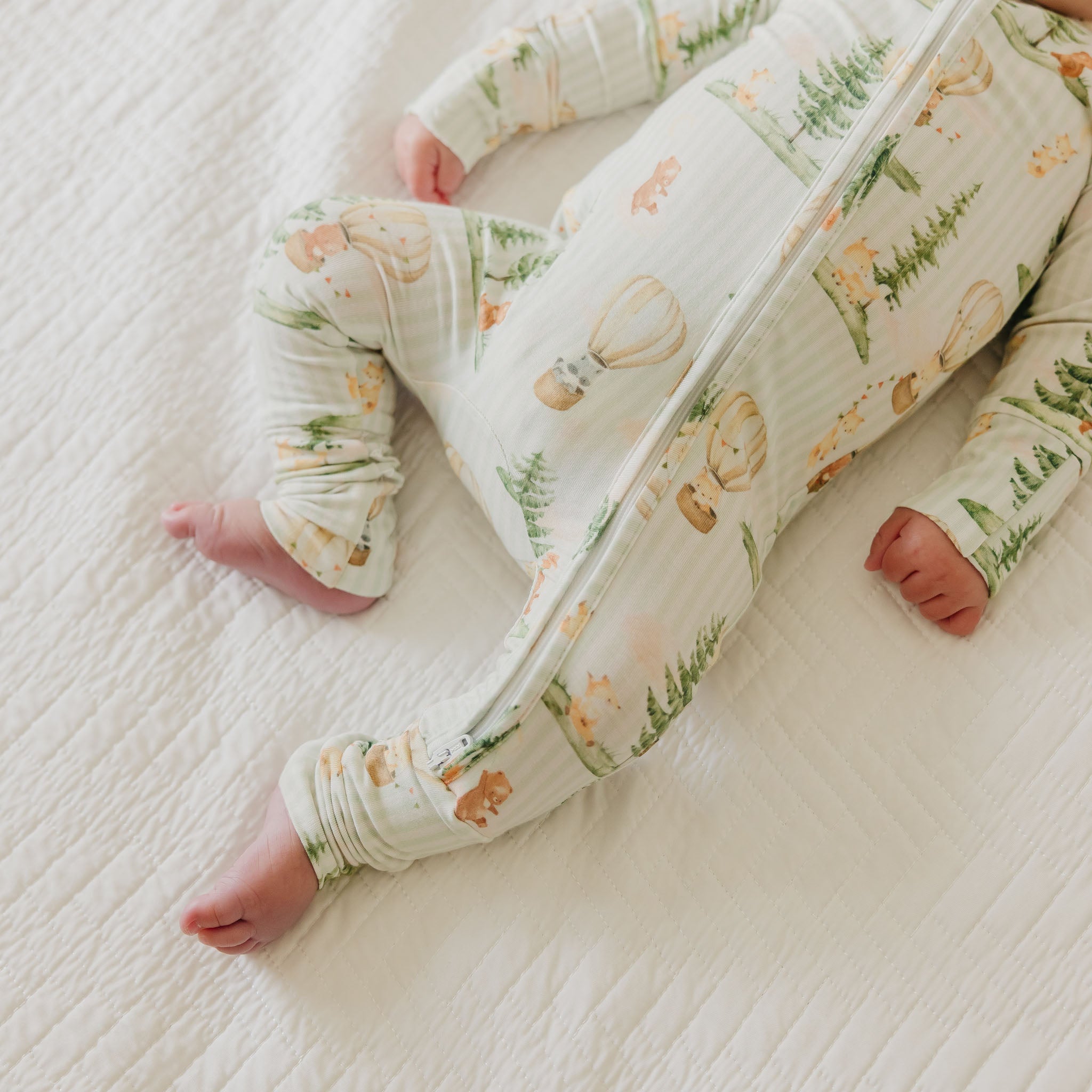 Bamboo Convertible Zip-Up Footie - Forest Explorer – Copper Pearl