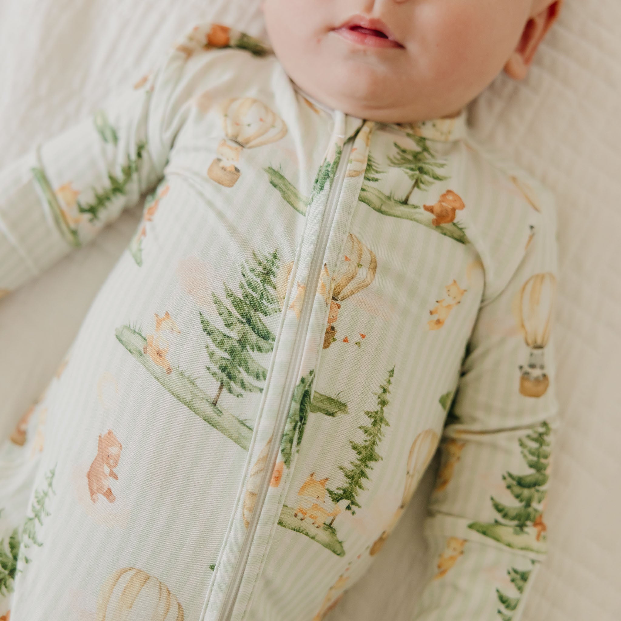 Bamboo Convertible Zip-Up Footie - Forest Explorer – Copper Pearl