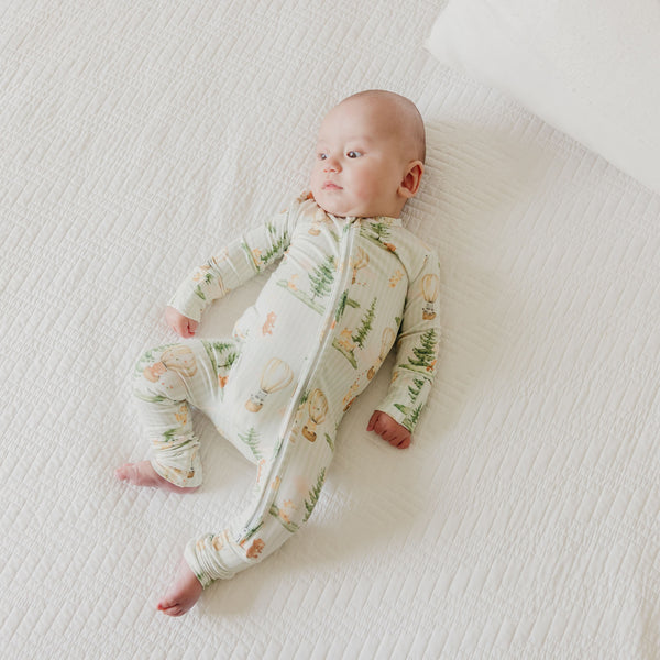 Bamboo Convertible Zip-Up Footie Pajama - Forest Explorer – Copper