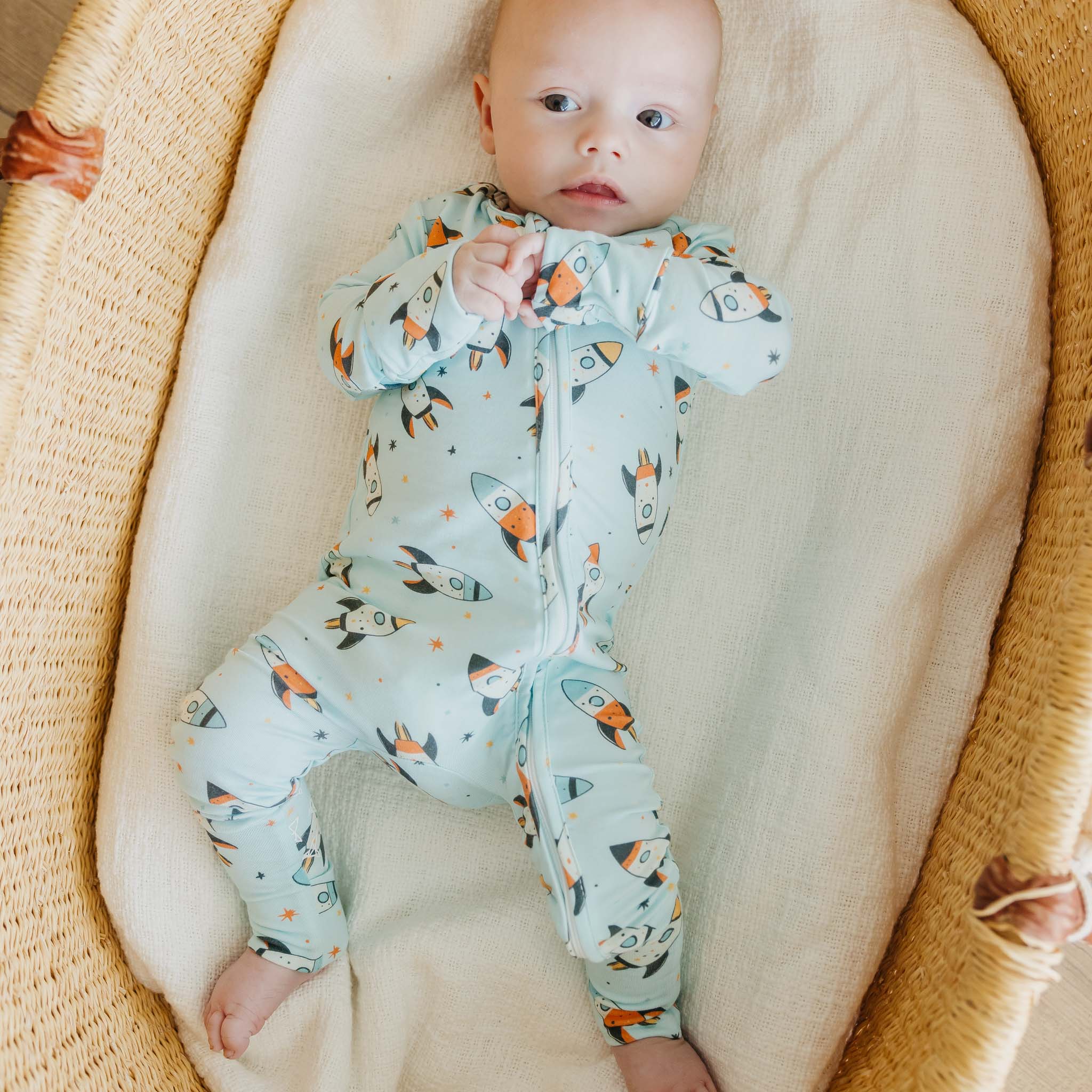 Bamboo Convertible Zip-Up Footie - Rocketeer