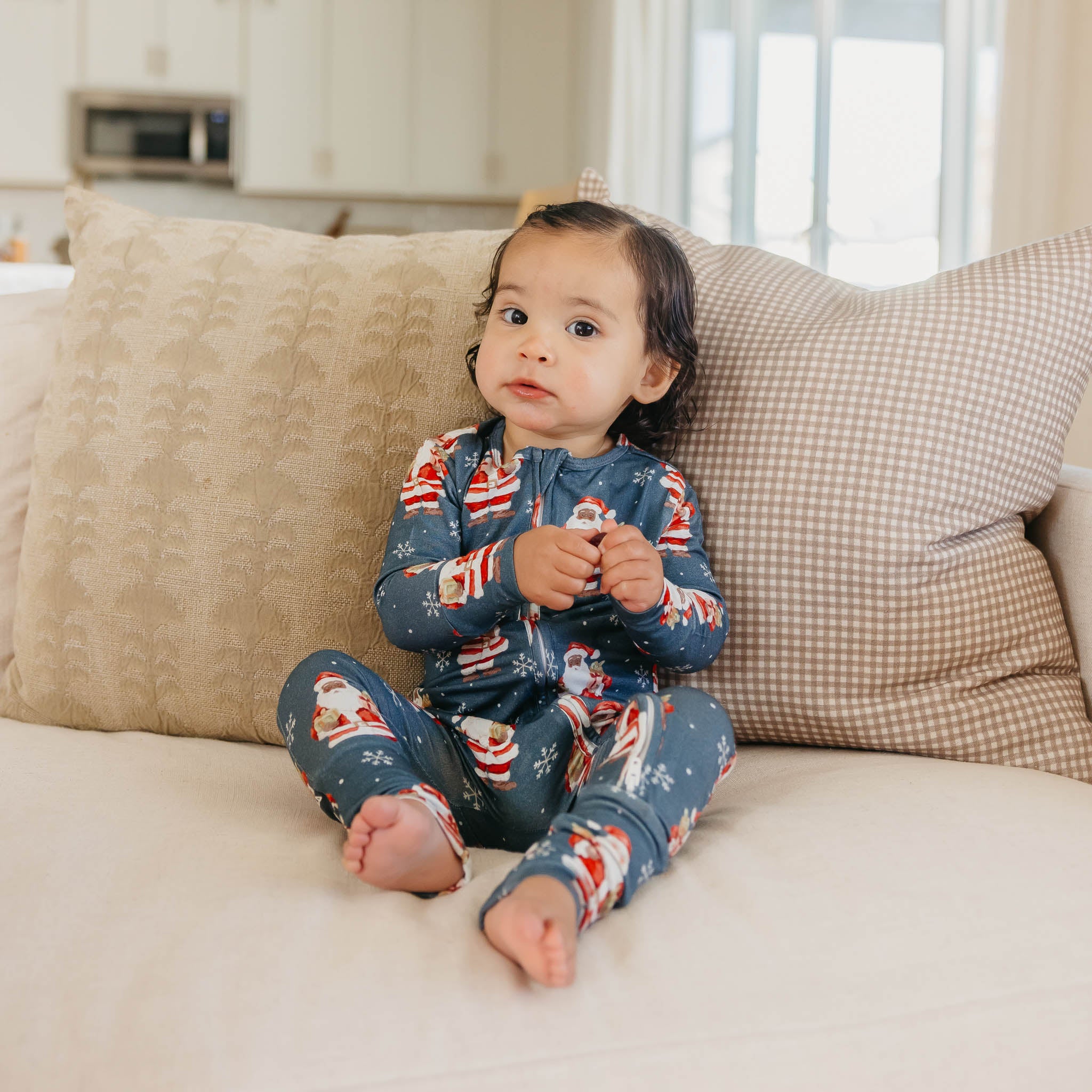 Bamboo Convertible Zip-Up Footie - Santa Claus