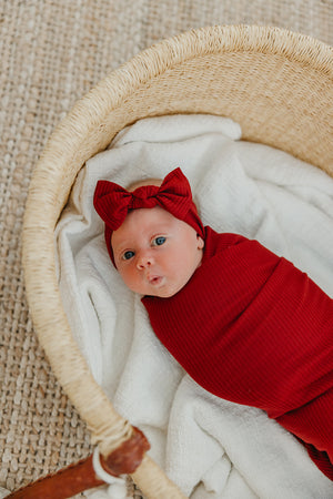 Knit Swaddle Blanket - Cranberry – Copper Pearl