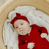 Knit Headband Bow - Cranberry