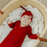 Top Knot Hat - Cranberry