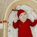 Top Knot Hat - Cranberry