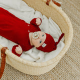 Top Knot Hat - Cranberry