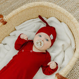 Top Knot Hat - Cranberry