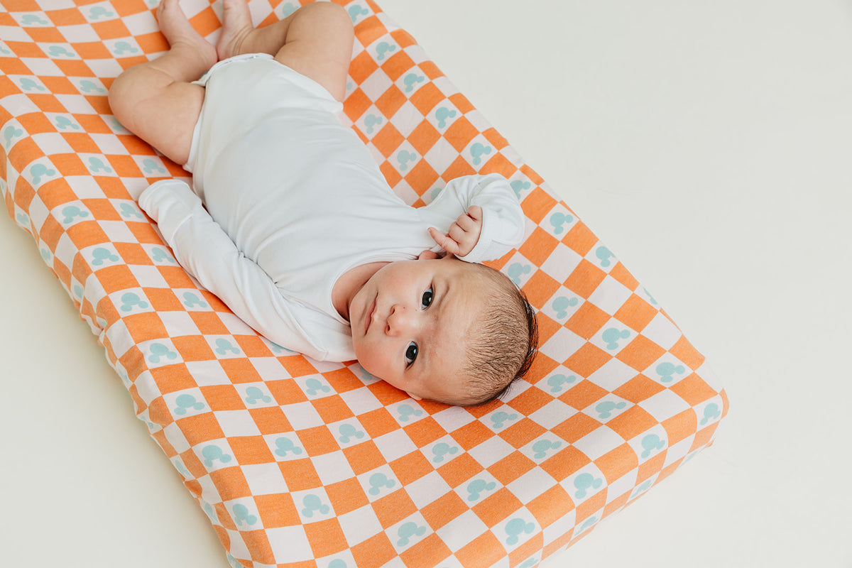 Premium Knit Diaper Changing Pad Cover - Mickey Mouse Check