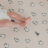 Premium Knit Fitted Crib Sheet - Penguins