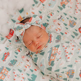 Knit Headband Bow - Snowy Slopes