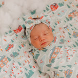 Knit Headband Bow - Snowy Slopes