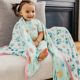 Three-Layer Jumbo Quilt - Sesame Street Retro Floral