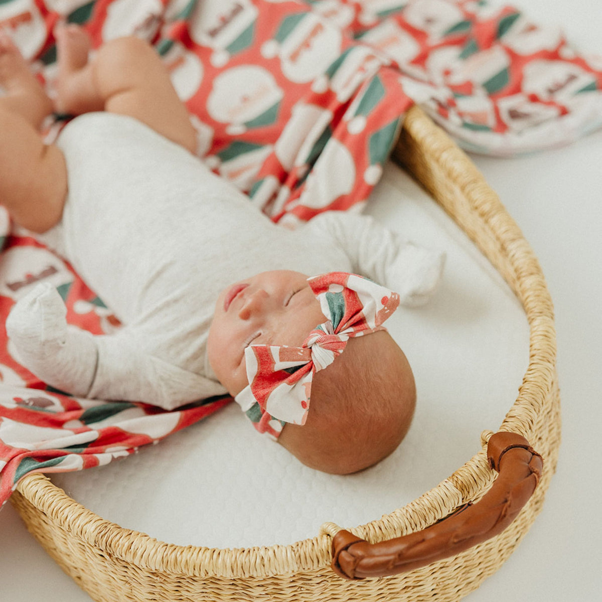 Knit Headband Bow - Claus