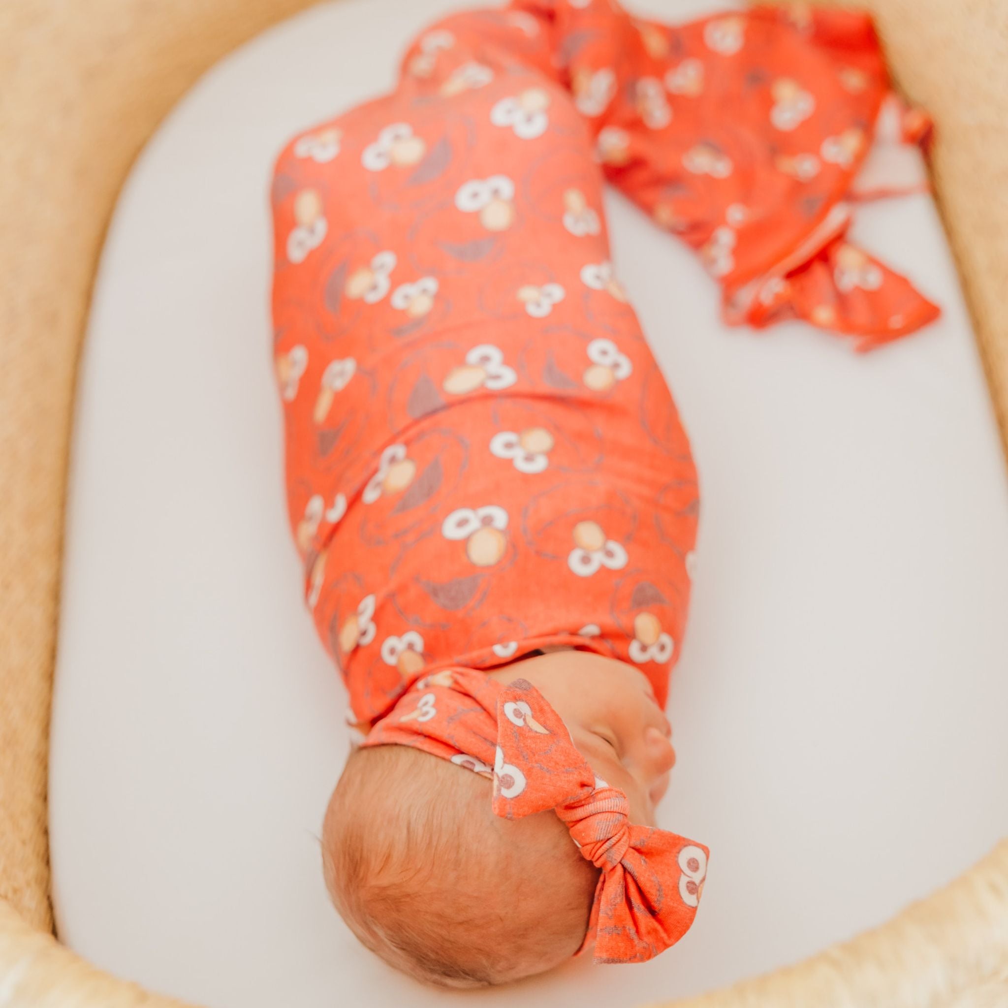 Copper Pearl Baby Headband Bow - Stretchy Soft Knit Newborn Accessory