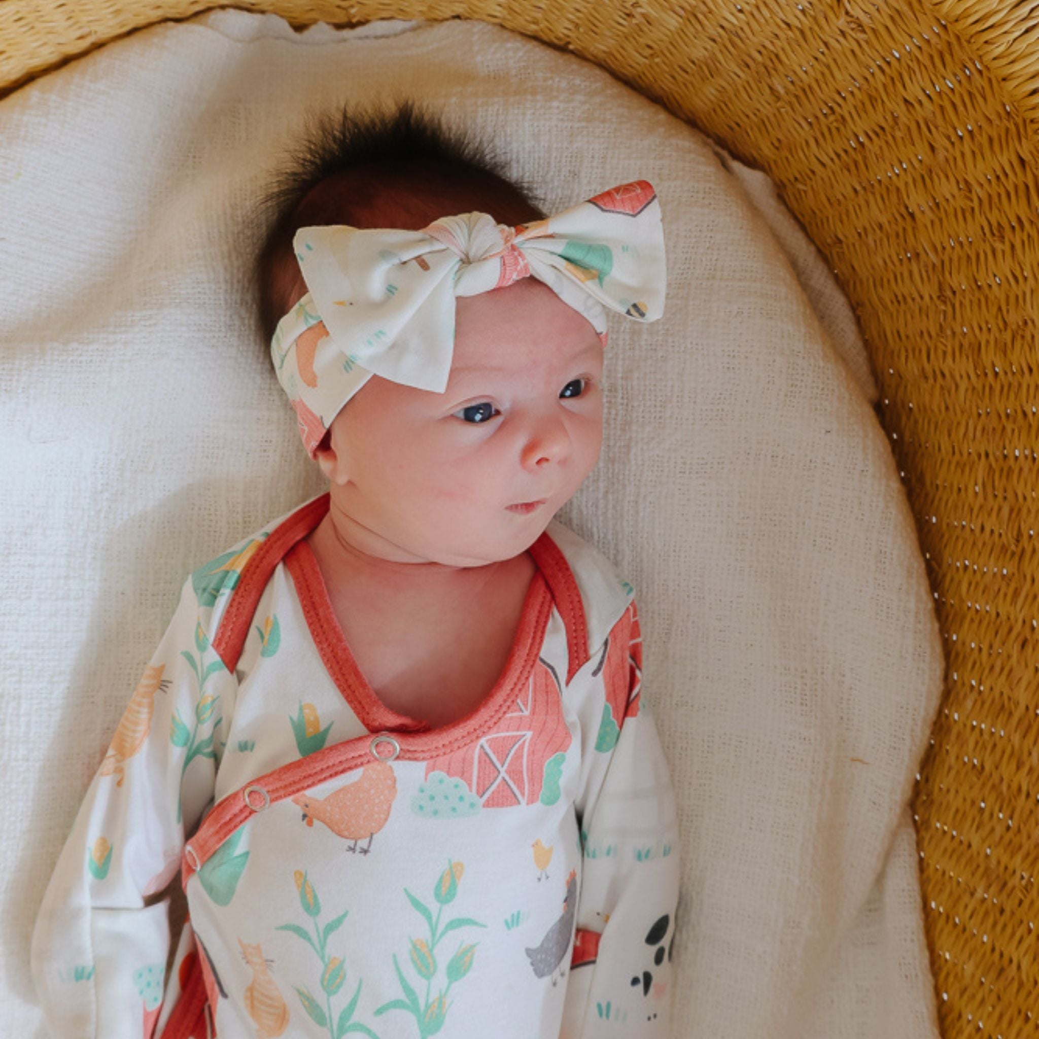 Knit Headband Bow Farmstead – Copper Pearl