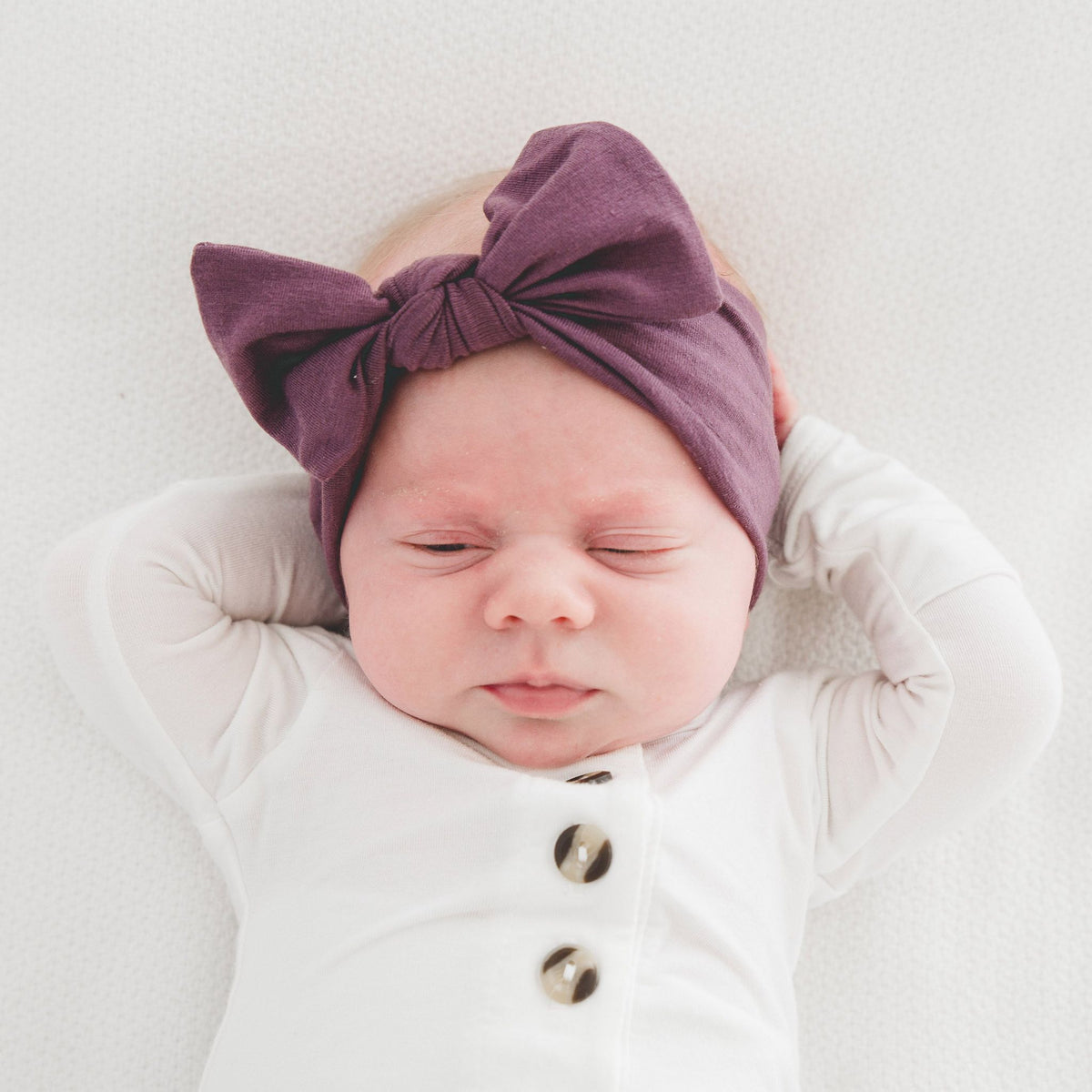 Knit Headband Bow - Plum