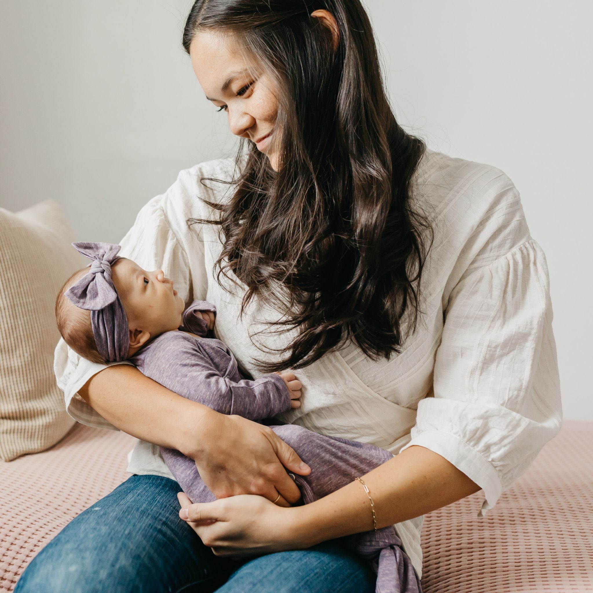 Knit Headband Bow - Violet