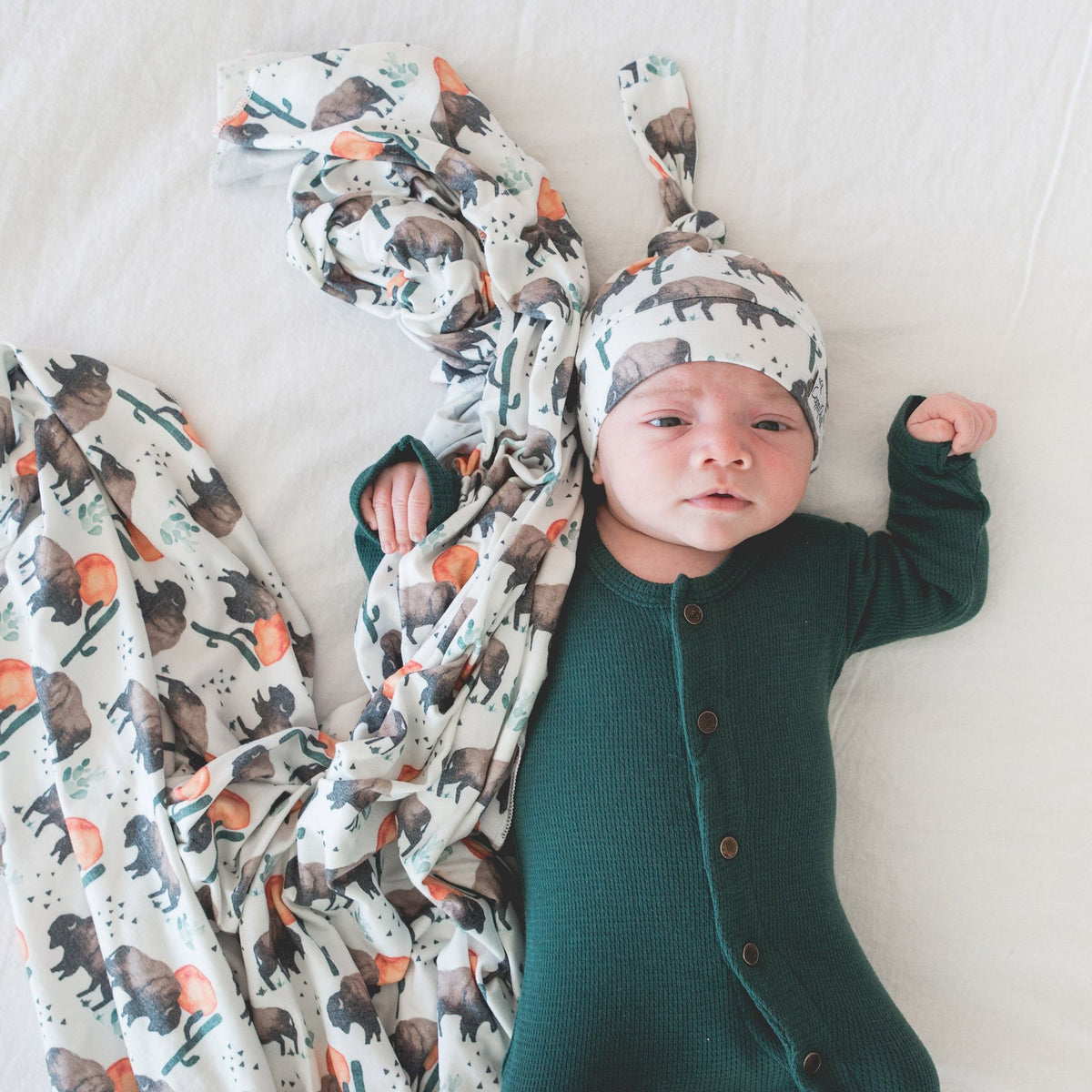 Knit Swaddle Blanket - Bison