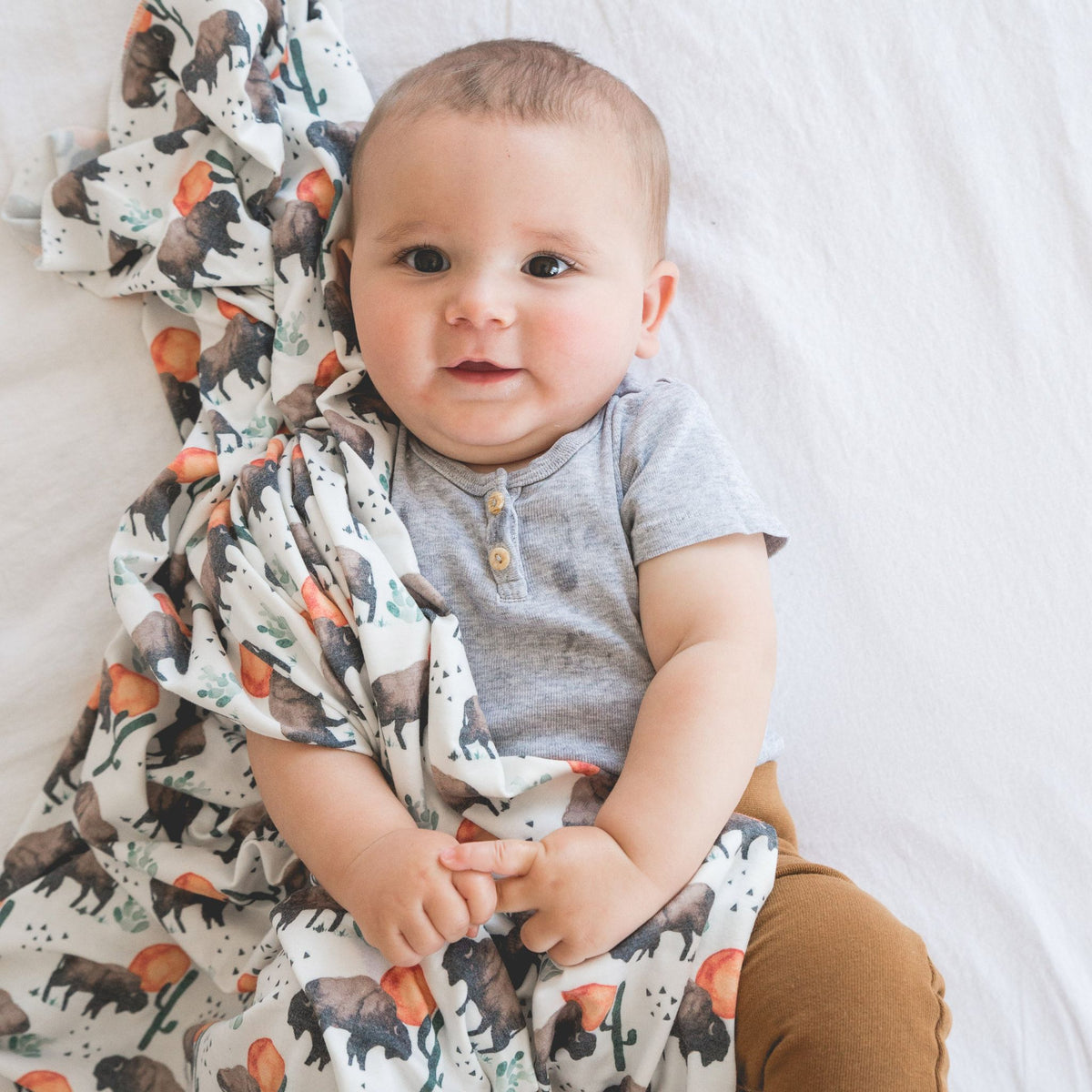 Knit Swaddle Blanket - Bison