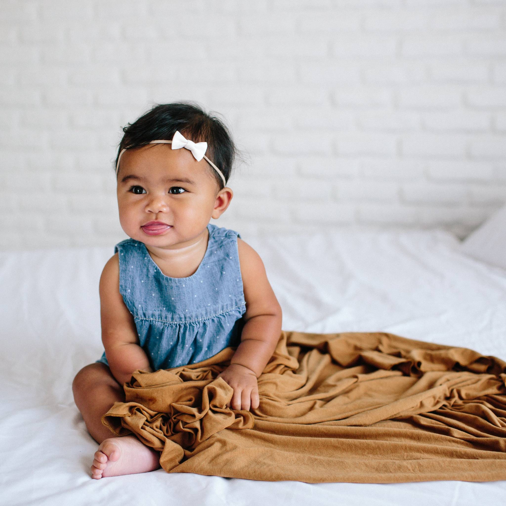 Copper pearl single knit swaddle fashion blanket