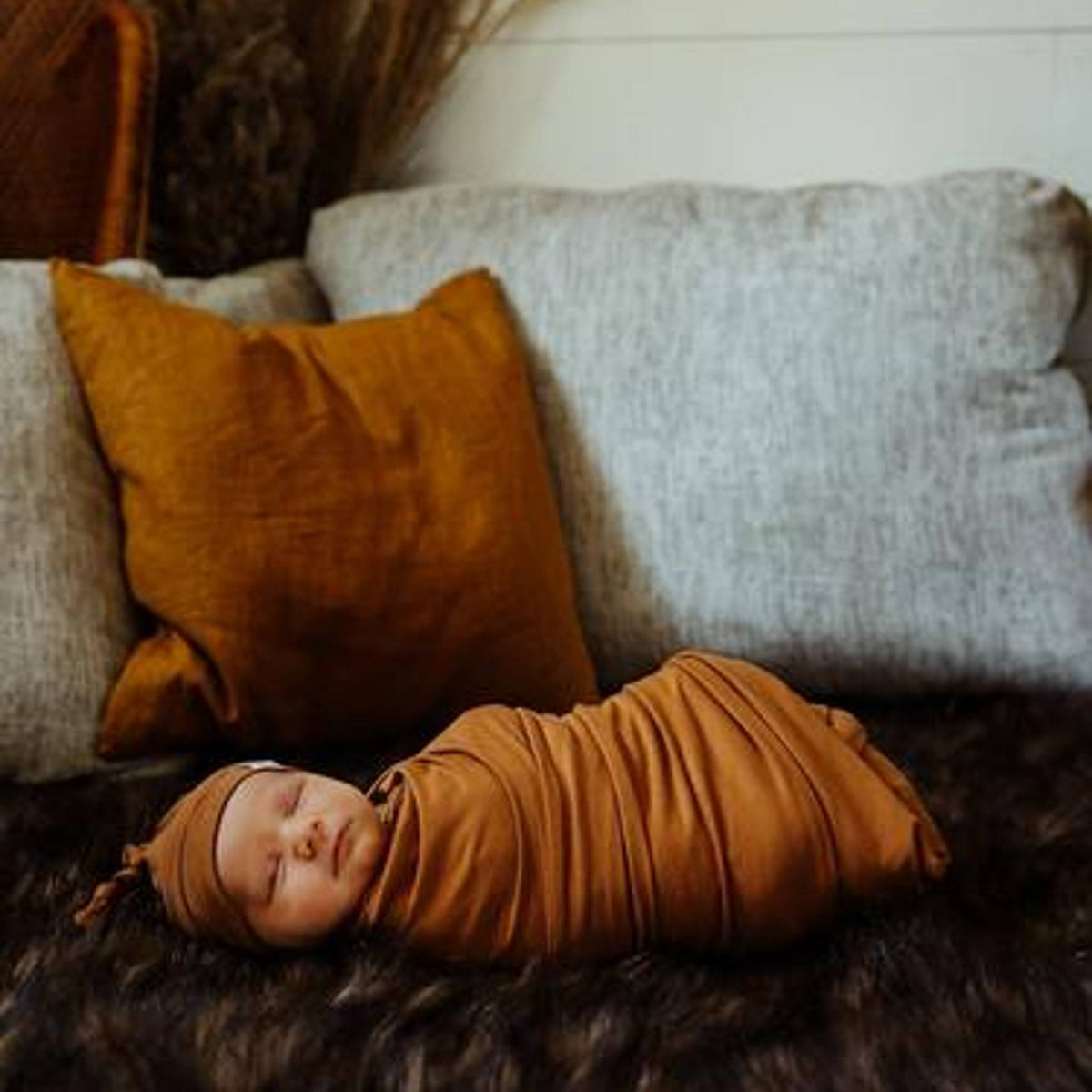 Knit Swaddle Blanket - Camel