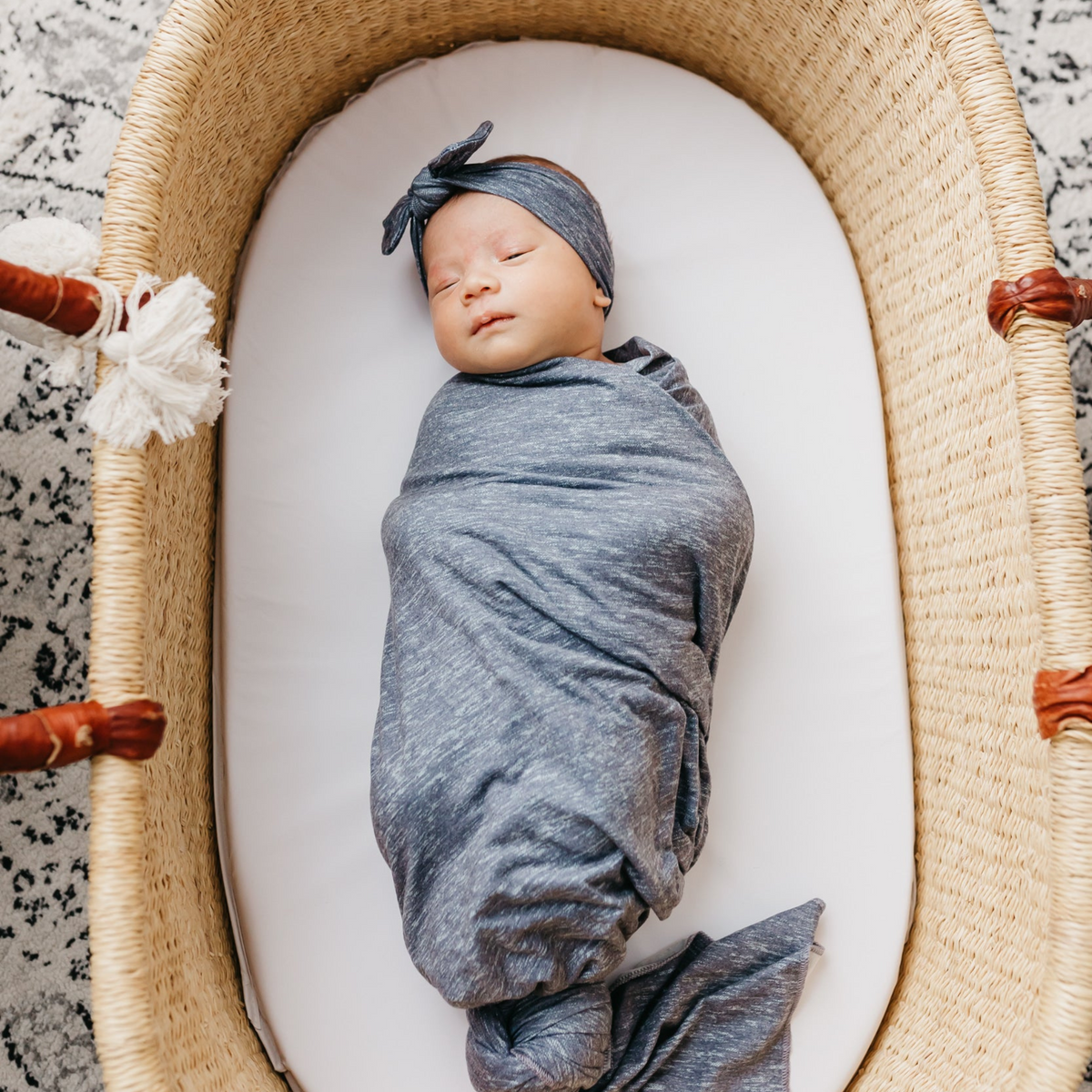 Knit Swaddle Blanket - Denim