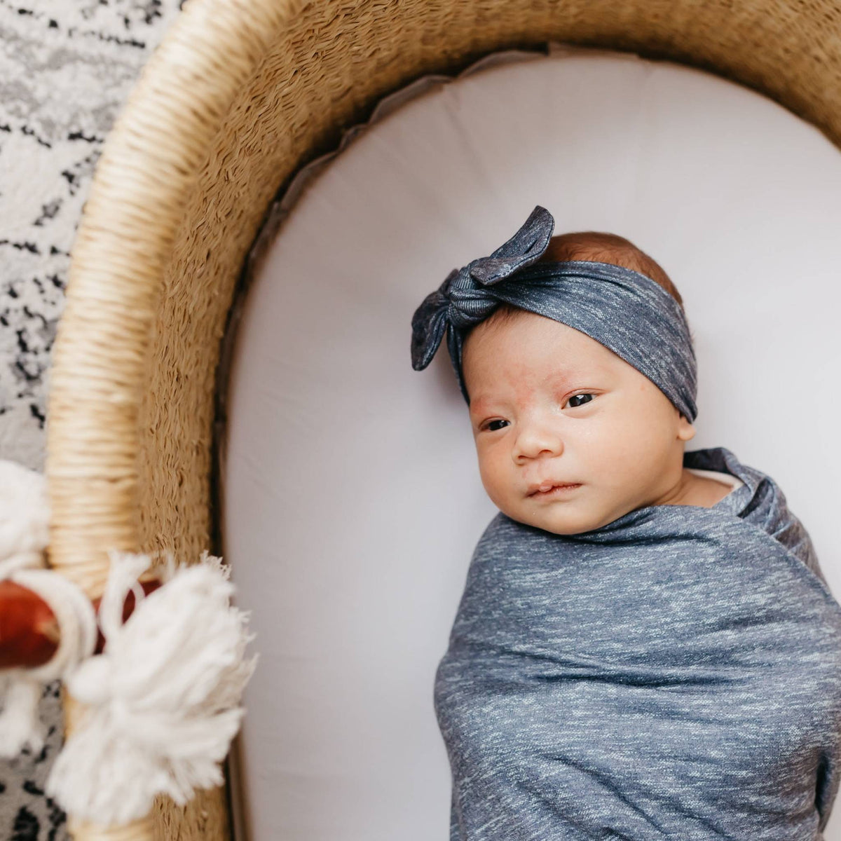 Knit Swaddle Blanket - Denim