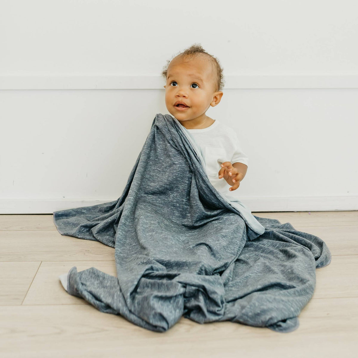 Knit Swaddle Blanket - Denim