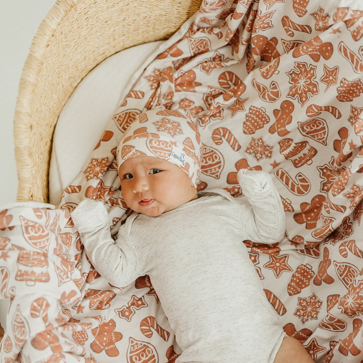 Knit Swaddle Blanket - Gingerbread