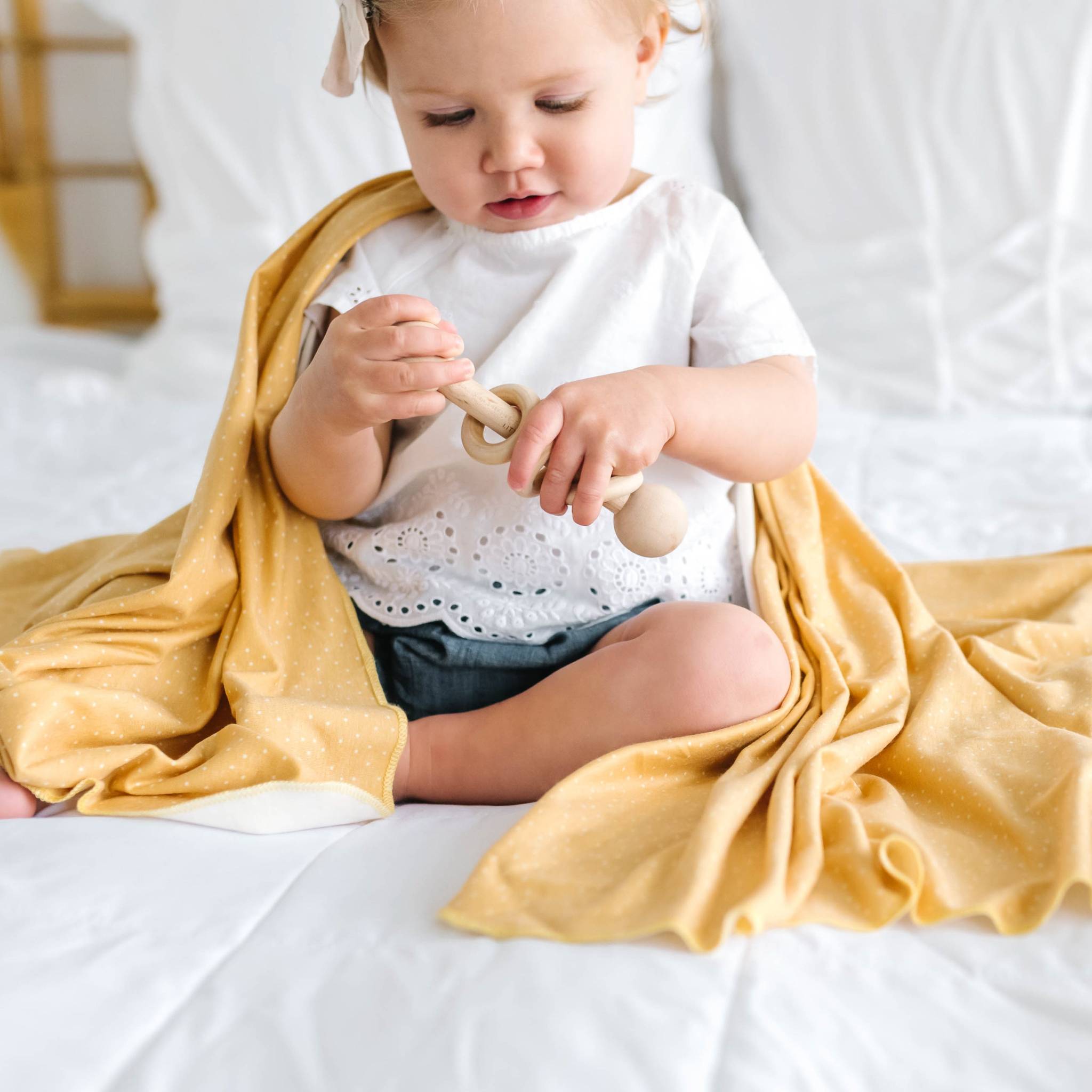 Knit Swaddle Blanket - Marigold