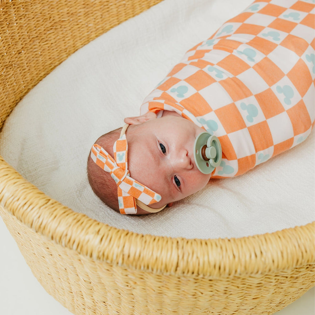 Knit Swaddle Blanket - Mickey Mouse Check