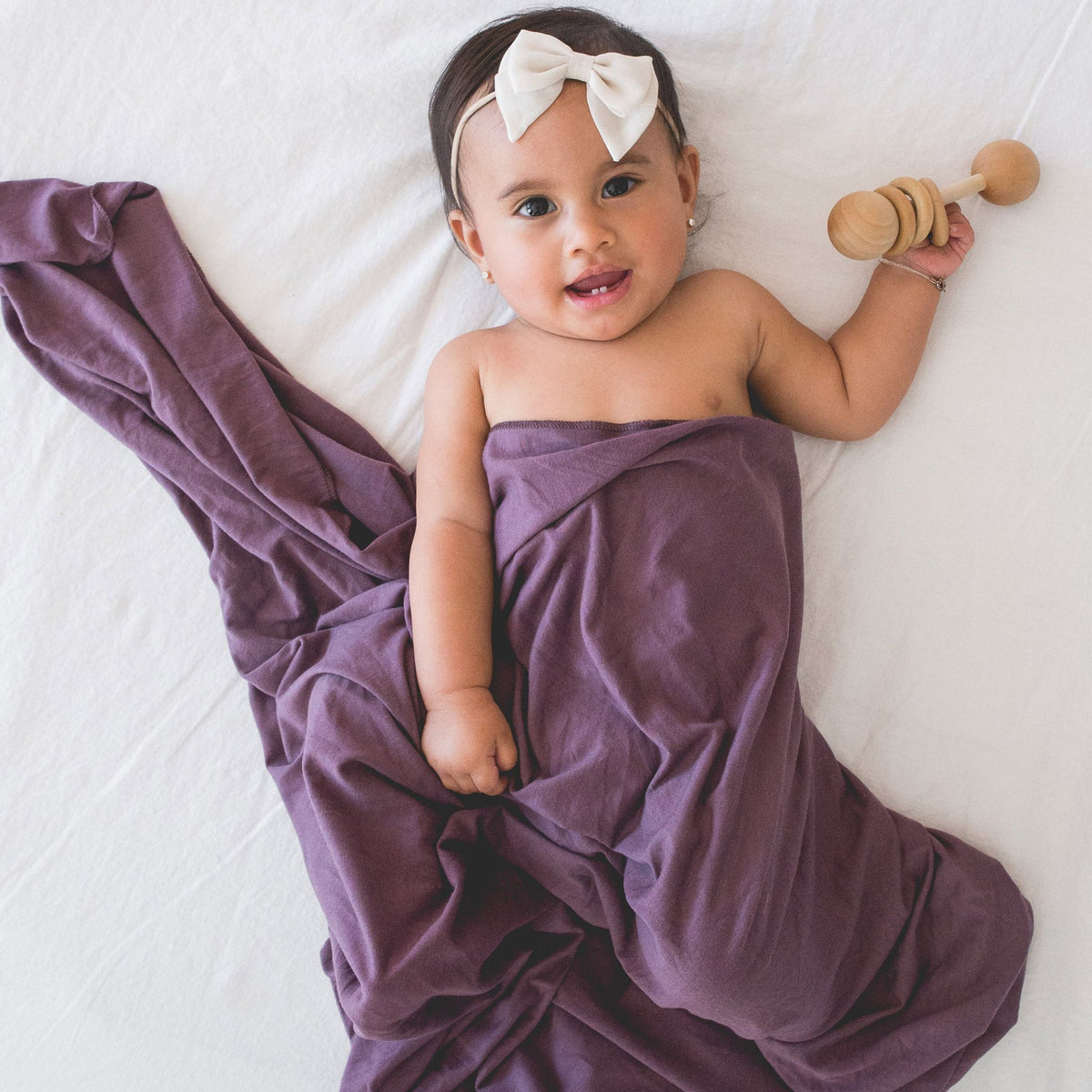 Knit Swaddle Blanket - Plum