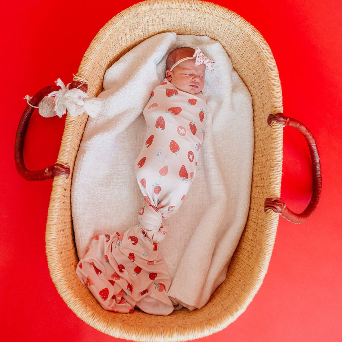 Knit Swaddle Blanket - Strawberry