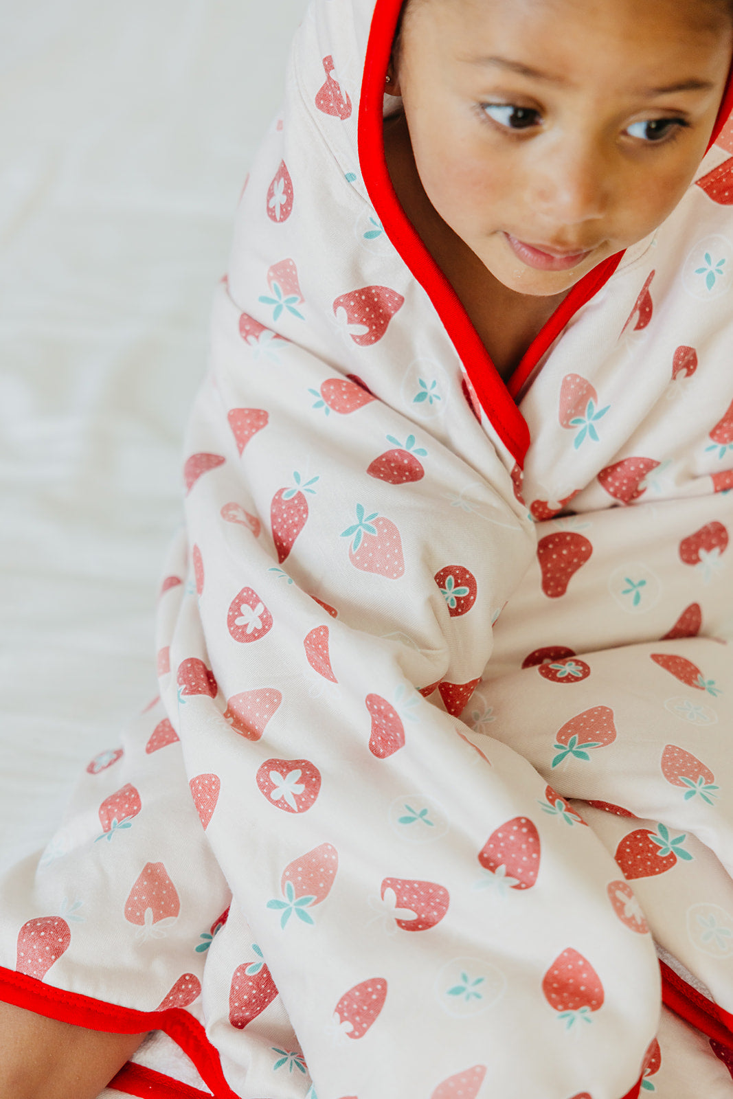 Premium Big Kid Hooded Towel - Strawberry