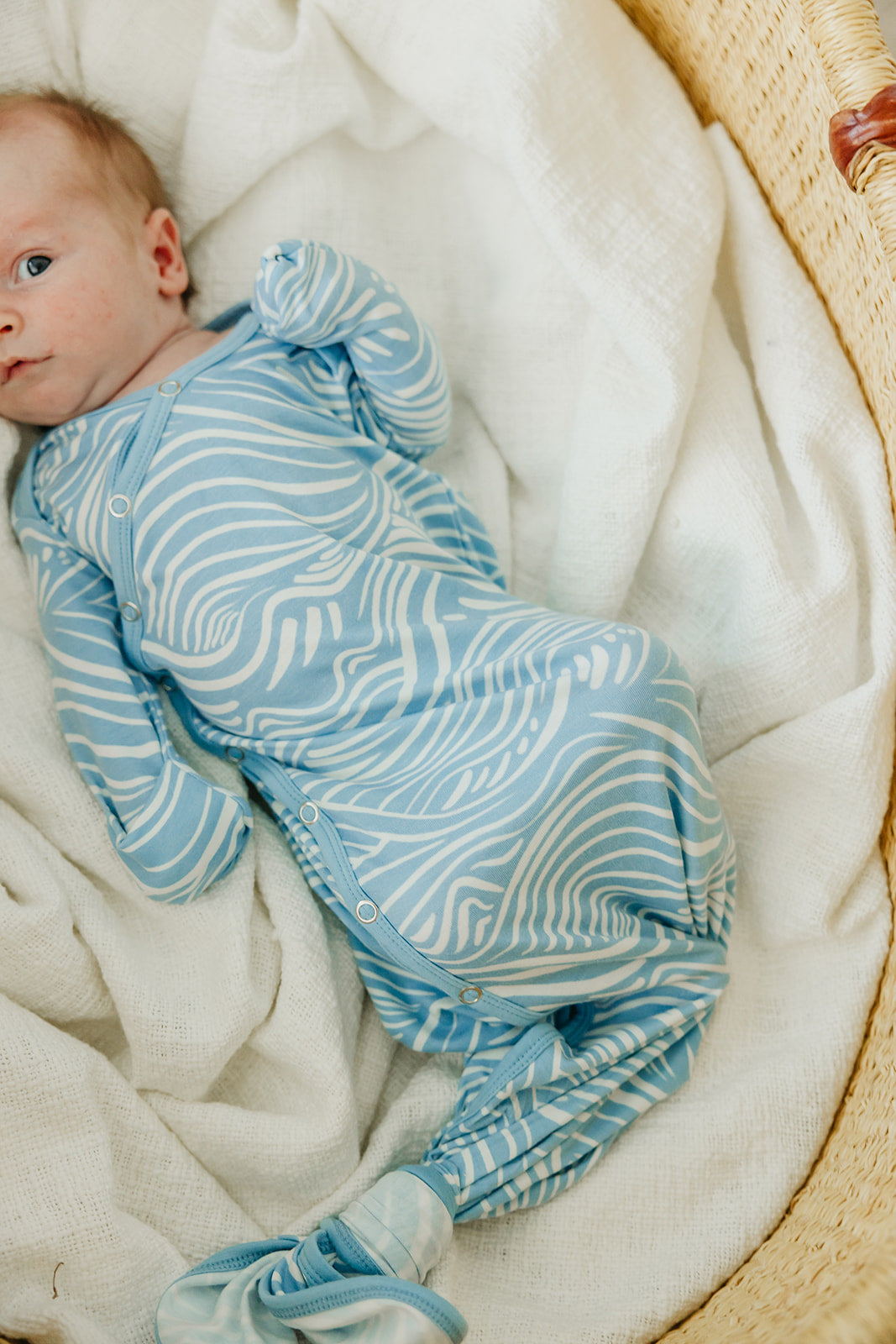 Newborn Knotted Gown - Surf